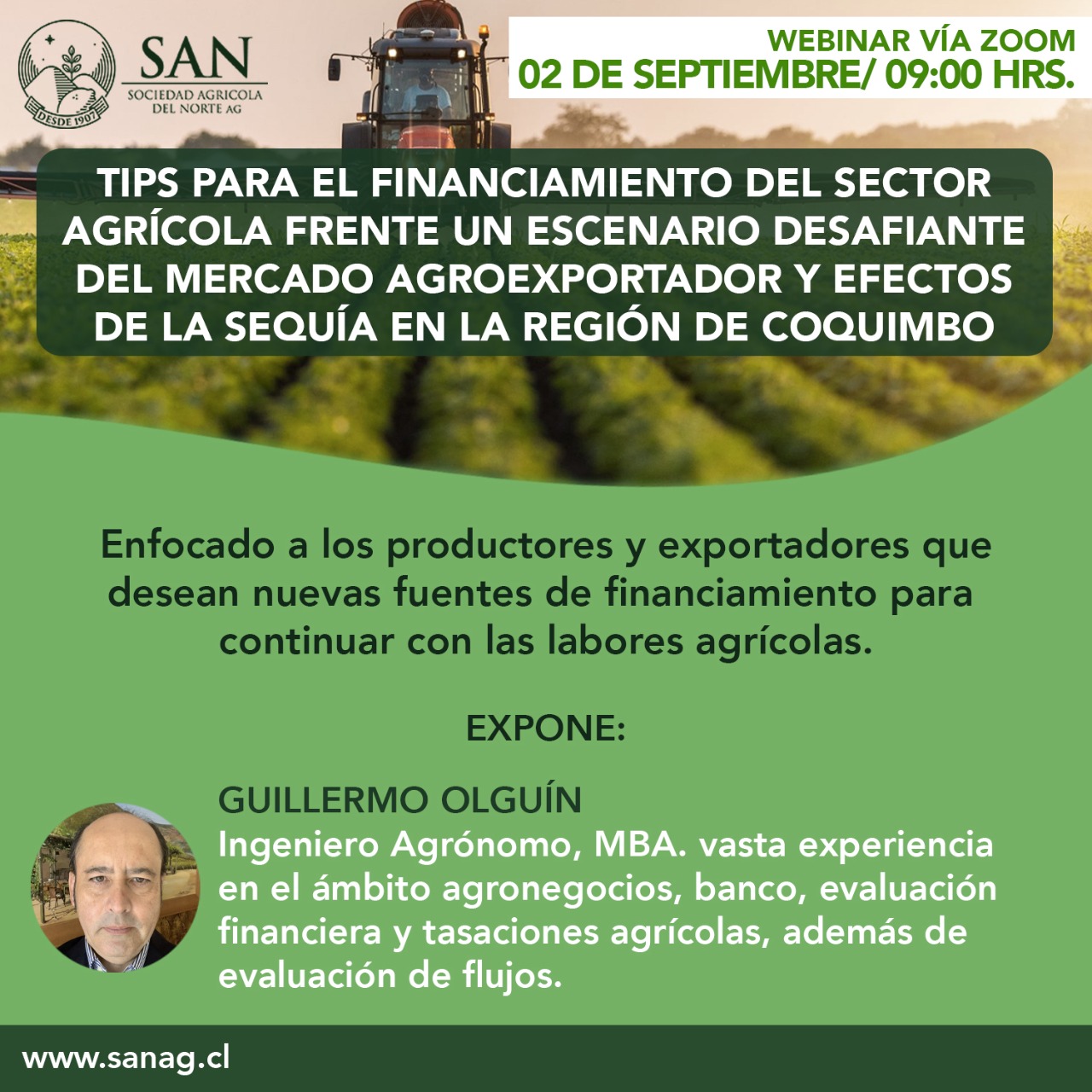 Presentación Webinar De Guillermo Olguín: Tips Para El Financiamiento Del Sector Agrícola Para El Mercado Agroexportador
